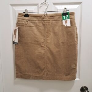 S.C. & Co Corduroy Skirt Womens Size 12 Pull On Cord Mini Skirt Tan Brown NWT